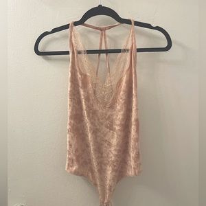 Express Pink Crushed Velvet Body Suit - Small